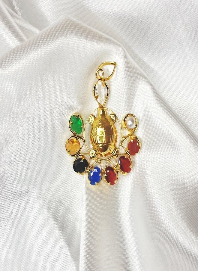 PICCOTI Gold Plated Multicoloured 9 Stones Pendant for Good Luck and Wealth | Fashionable and Religious Locket for Women | Astrological Benifits for All (Mahalaxmi) - Image 4
