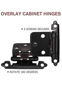 Generic 12 PCS Black Cabinet Door Hinges, 1/2 Overlay Kitchen Self Closing Hinges Hardware Replacement(6 Pairs)  - Image 5