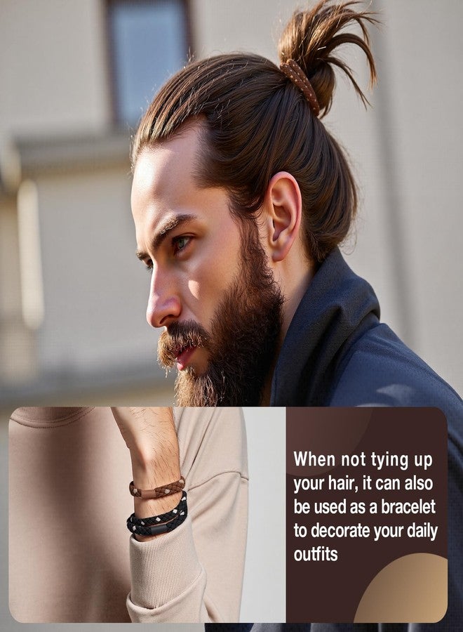 EasYoung 12pcs Braided Men's Hair Ties, No damage No Crease Breakage,Buns Curly Thick Dense Long Hair Ties for Guys - Image 5