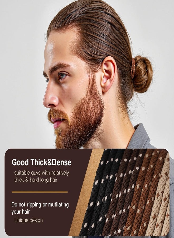 EasYoung 12pcs Braided Men's Hair Ties, No damage No Crease Breakage,Buns Curly Thick Dense Long Hair Ties for Guys - Image 4