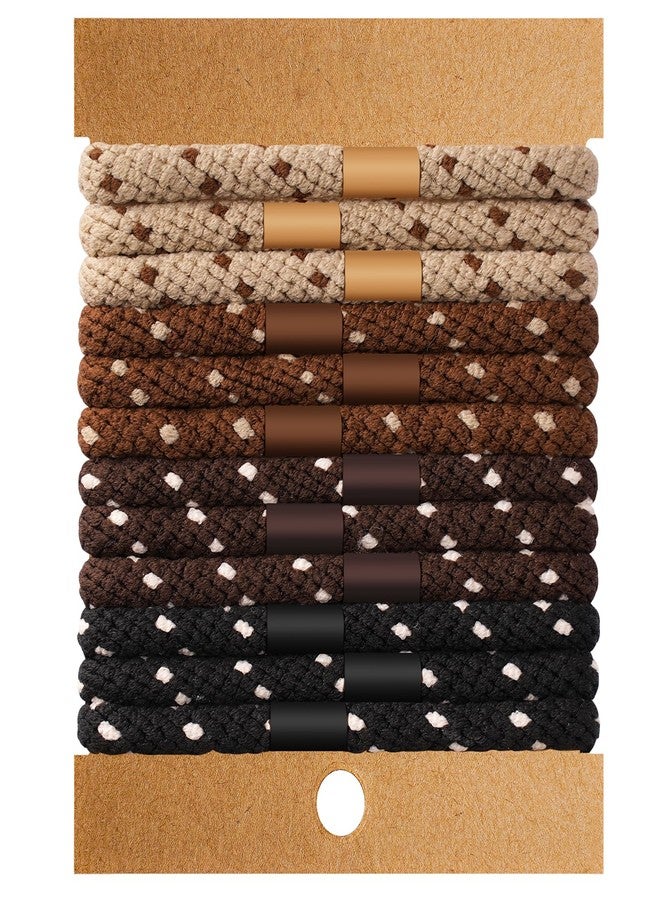 EasYoung 12pcs Braided Men's Hair Ties, No damage No Crease Breakage,Buns Curly Thick Dense Long Hair Ties for Guys - Image 1