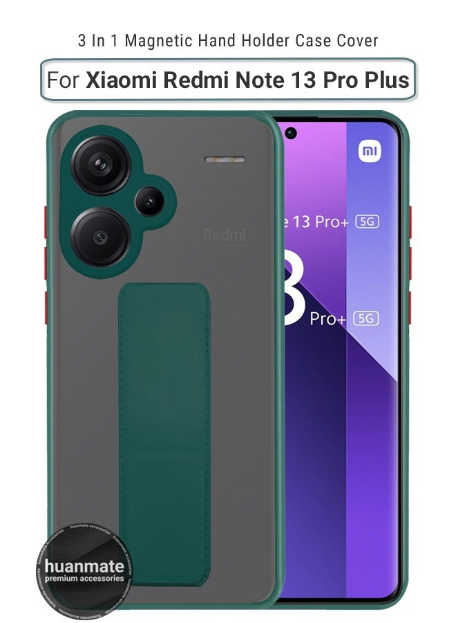 هووانميت حافظة لهاتف شاومي ريدمي نوت 13 برو بلس، حافظة مغناطيسية ممتازة مع حامل مقبض يدوي ومسند - غطاء أنيق وعملي لقبضة معززة وراحة مطلقة وتجربة مشاهدة بدون استخدام اليدين - أخضر - Image 1