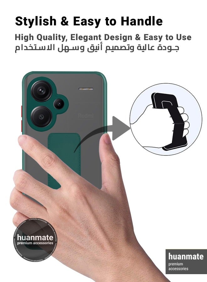 هووانميت حافظة لهاتف شاومي ريدمي نوت 13 برو بلس، حافظة مغناطيسية ممتازة مع حامل مقبض يدوي ومسند - غطاء أنيق وعملي لقبضة معززة وراحة مطلقة وتجربة مشاهدة بدون استخدام اليدين - أخضر - Image 3