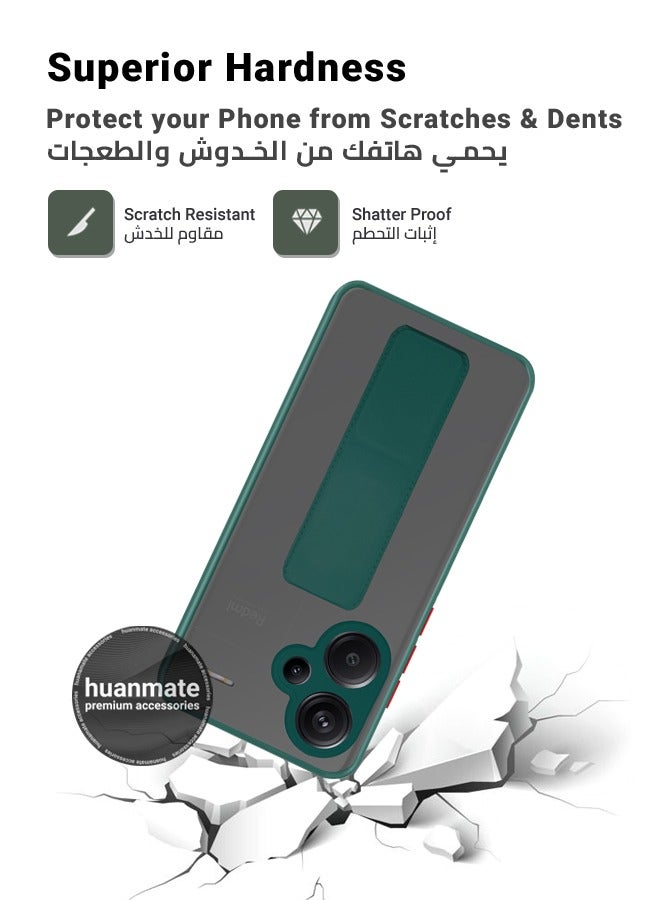 هووانميت حافظة لهاتف شاومي ريدمي نوت 13 برو بلس، حافظة مغناطيسية ممتازة مع حامل مقبض يدوي ومسند - غطاء أنيق وعملي لقبضة معززة وراحة مطلقة وتجربة مشاهدة بدون استخدام اليدين - أخضر - Image 4