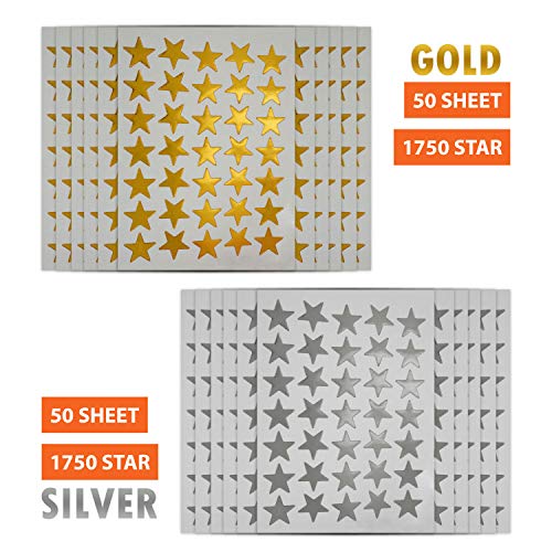 IFAMIO 3500 Count Star Stickers for Paper Notebook, Journal Gold Silver Self-Adhesive Foil Star Labels 100 Sheets - Image 2