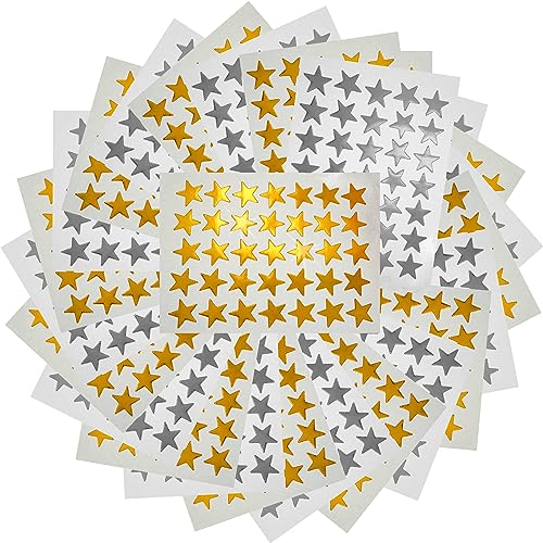 IFAMIO 3500 Count Star Stickers for Paper Notebook, Journal Gold Silver Self-Adhesive Foil Star Labels 100 Sheets - Image 1