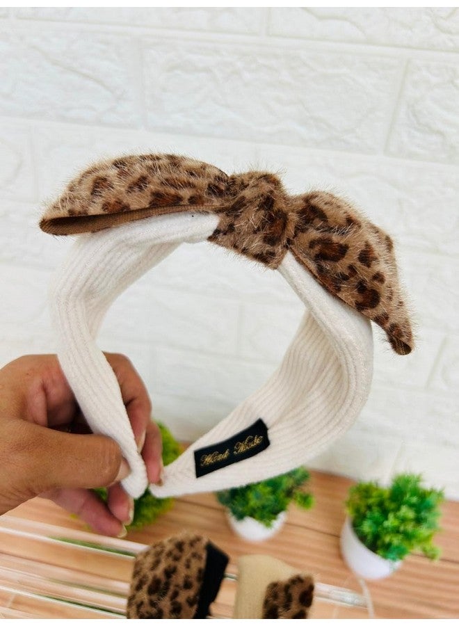 Radhya Accessories Korean Handmade Soft Padded Stretchable Adjustable Knot Hairband for Girls Women Fancy Party Wedding Rabbit Headband Hair For & (1 pc) (white, 1) - Image 1