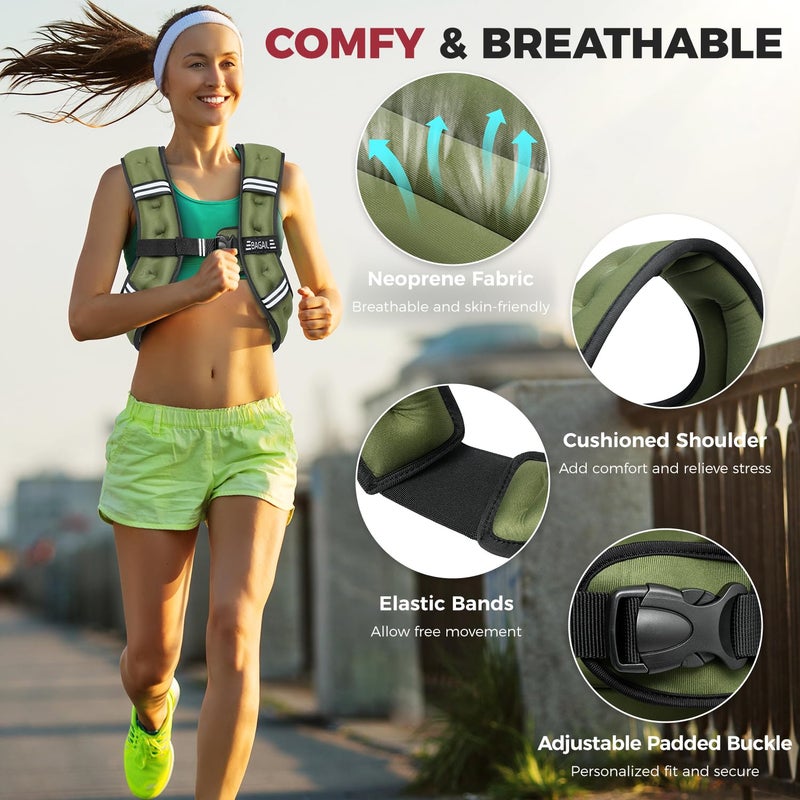 BAGAIL Comfort-Fit Weighted Vest for Woman, Even Weight Distribution, Faster Weight Loss, No-Chafe or Bounce for Walking & Running with Detachable Phone Pouch & Reflective Stripes (Available 5-30lbs) - Image 2