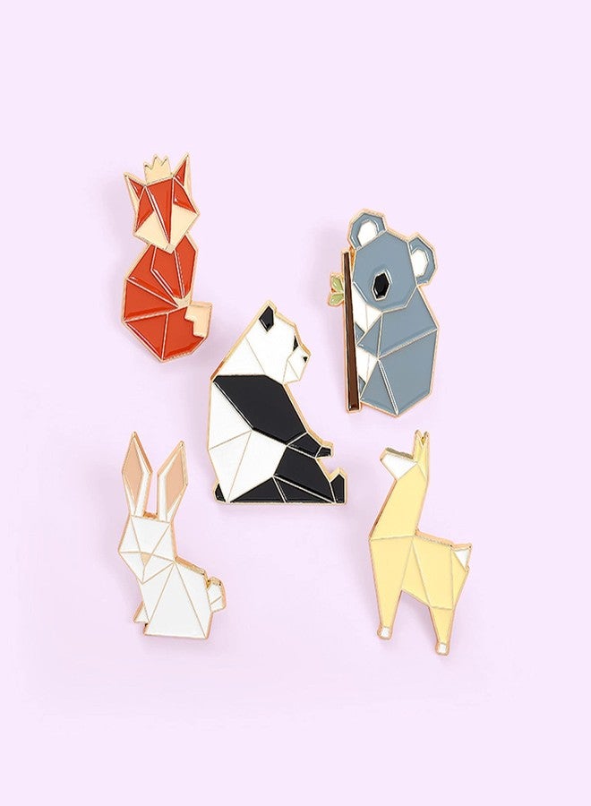 ROFARSO Origami/Paper-Folding Animal Enamel Lapel Pin Set Cartoon Fox Rabbit Dog Panda Koala Enamel Pin, Accessory for Backpacks Clothing Bags Hats Shirts (5piccs pin set) - Image 4