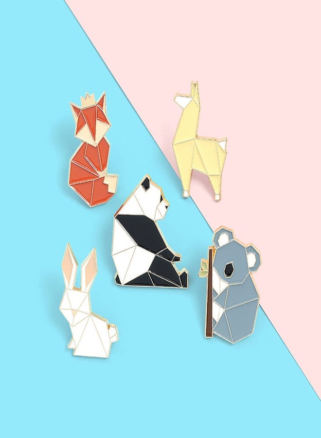 ROFARSO Origami/Paper-Folding Animal Enamel Lapel Pin Set Cartoon Fox Rabbit Dog Panda Koala Enamel Pin, Accessory for Backpacks Clothing Bags Hats Shirts (5piccs pin set) - Image 5