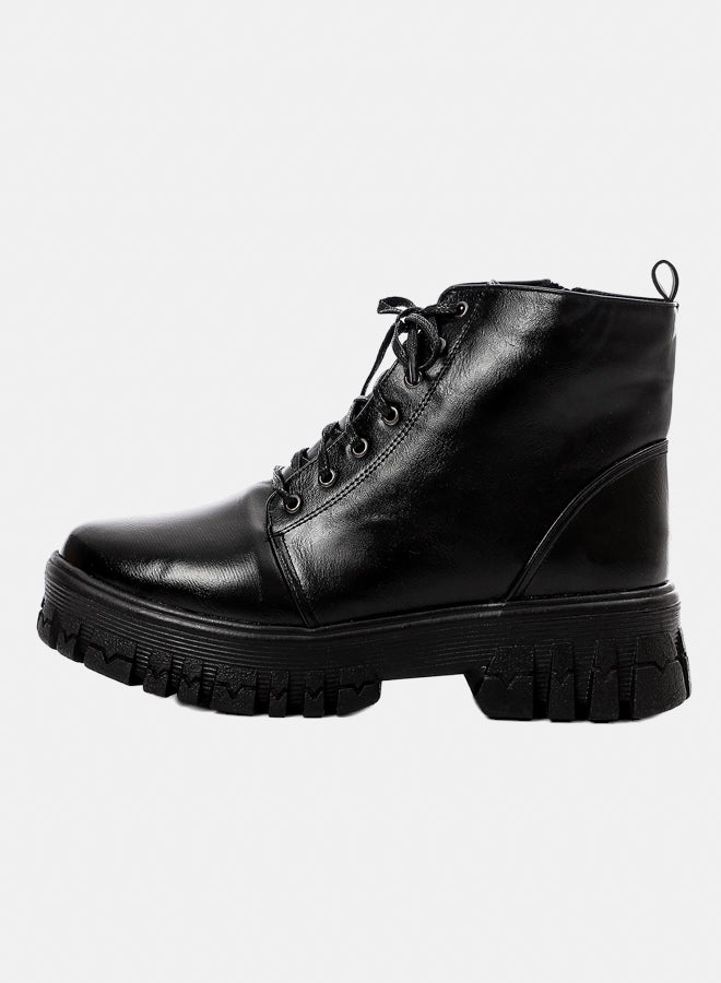 XO Style Leather Ankle Boot-Black - Image 3