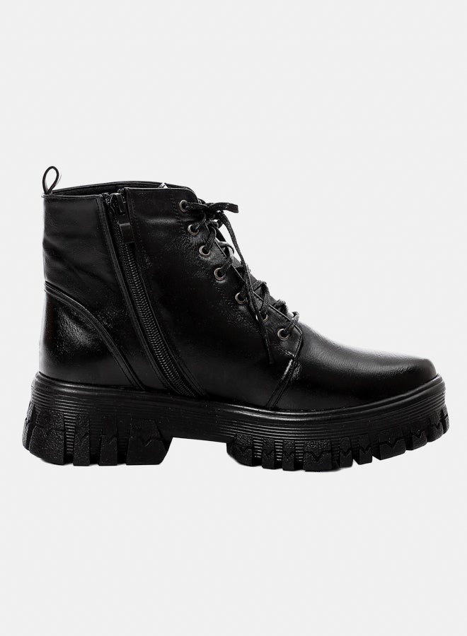 XO Style Leather Ankle Boot-Black - Image 2