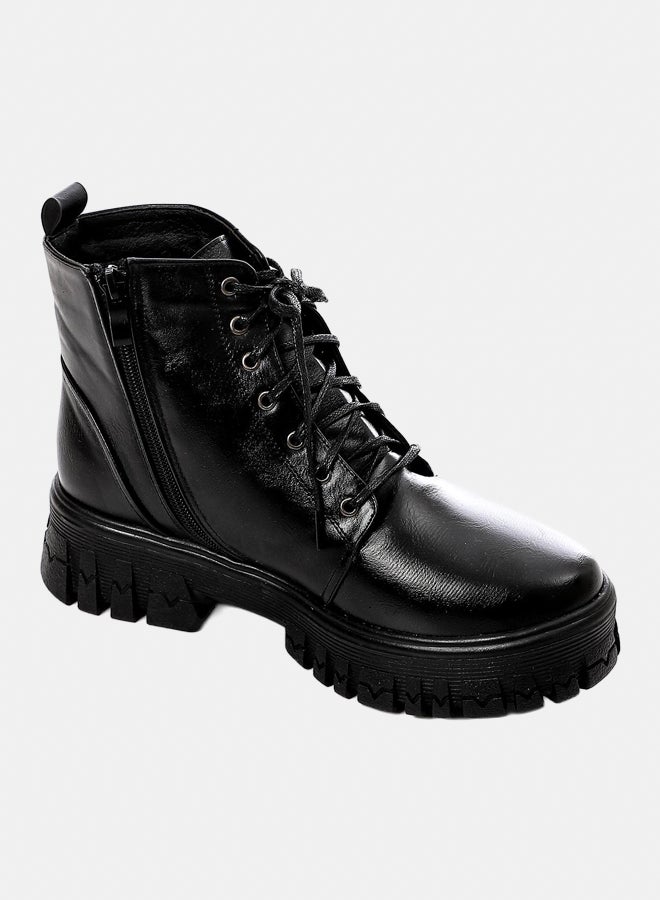 XO Style Leather Ankle Boot-Black - Image 1