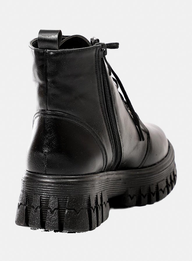 XO Style Leather Ankle Boot-Black - Image 4