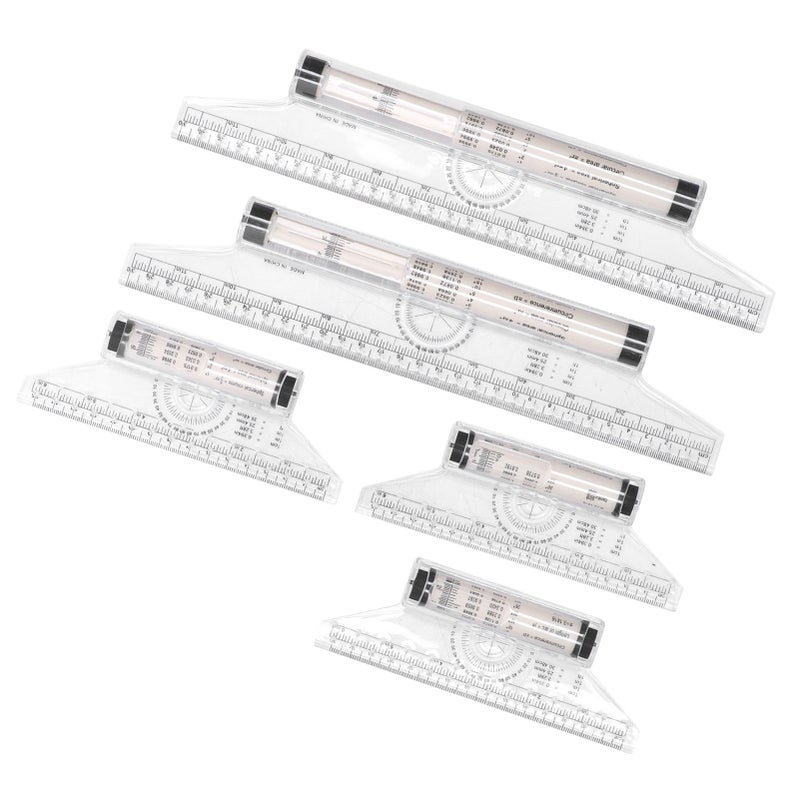 5pcs Measuring Rolling 15cm 30cm Clear Scale Transparent Light Weight Parallel Rolling Ruler with Formulas for Work - Image 2