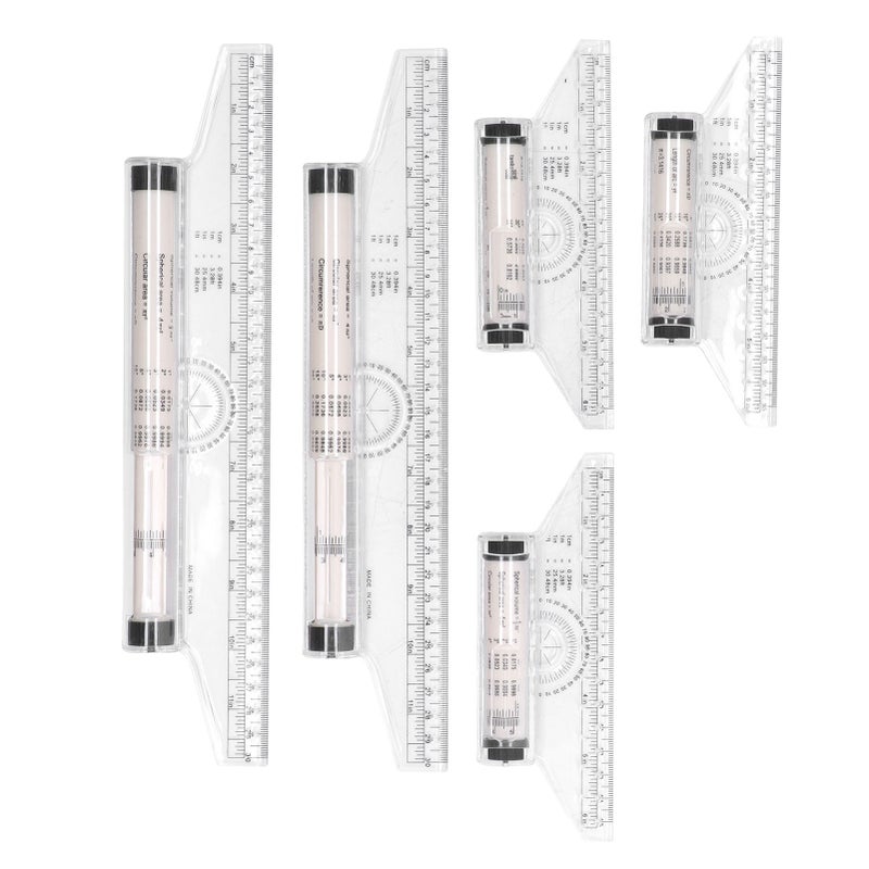 5pcs Measuring Rolling 15cm 30cm Clear Scale Transparent Light Weight Parallel Rolling Ruler with Formulas for Work - Image 1
