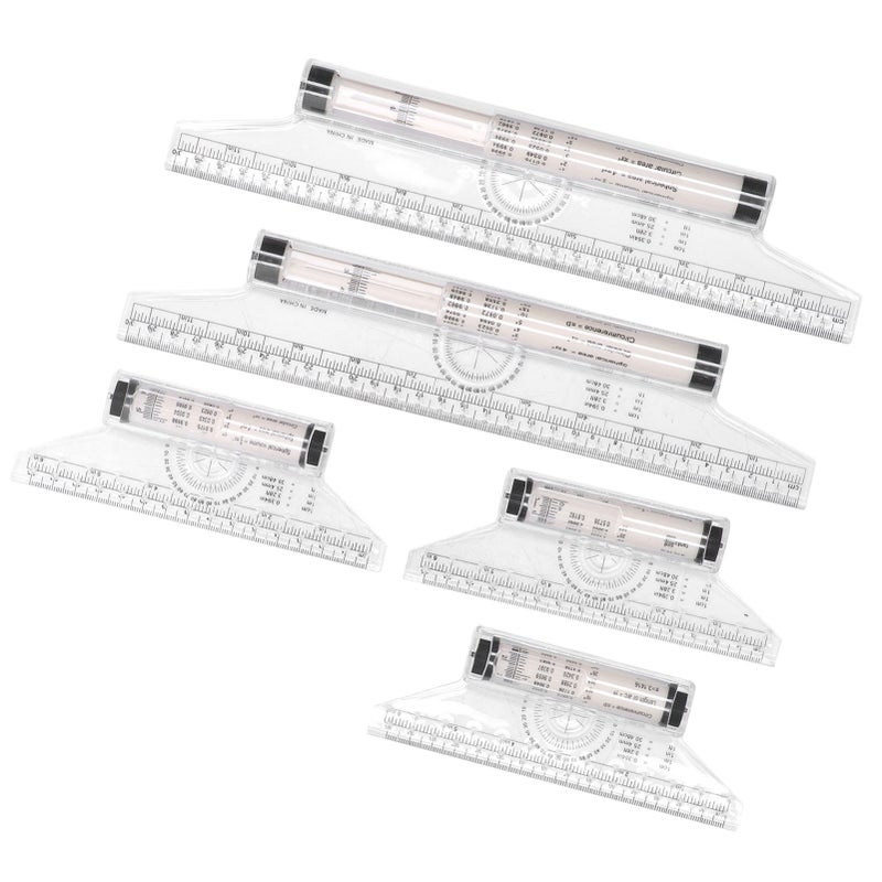 5pcs Measuring Rolling 15cm 30cm Clear Scale Transparent Light Weight Parallel Rolling Ruler with Formulas for Work - Image 3