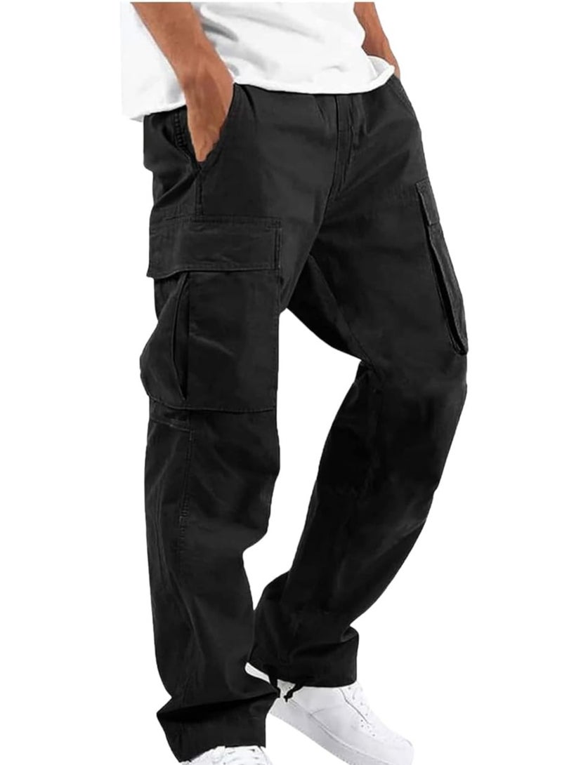 Men's Cargo Pants Outdoor Pants for Men Casual Cotton Trousers Drawstring Elastic Waist - Image 1