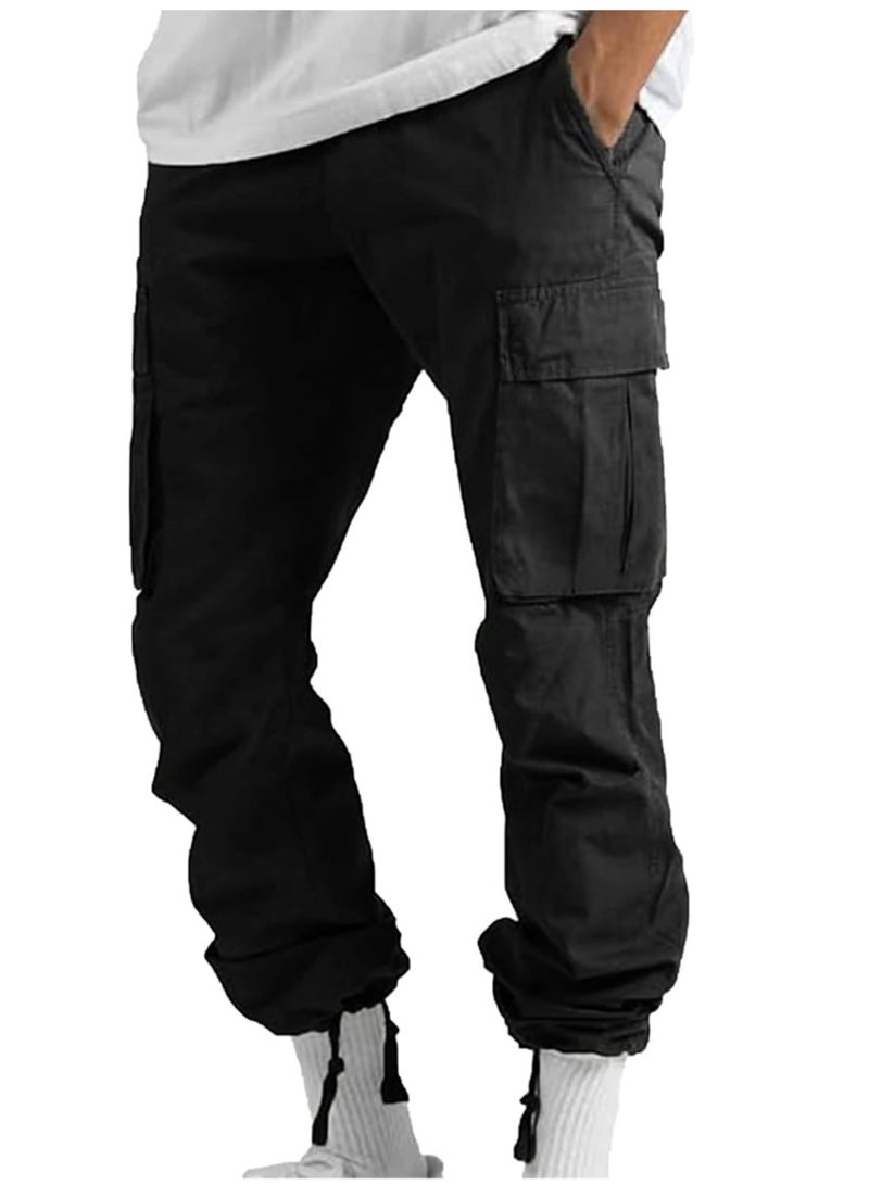 Men's Cargo Pants Outdoor Pants for Men Casual Cotton Trousers Drawstring Elastic Waist - Image 2