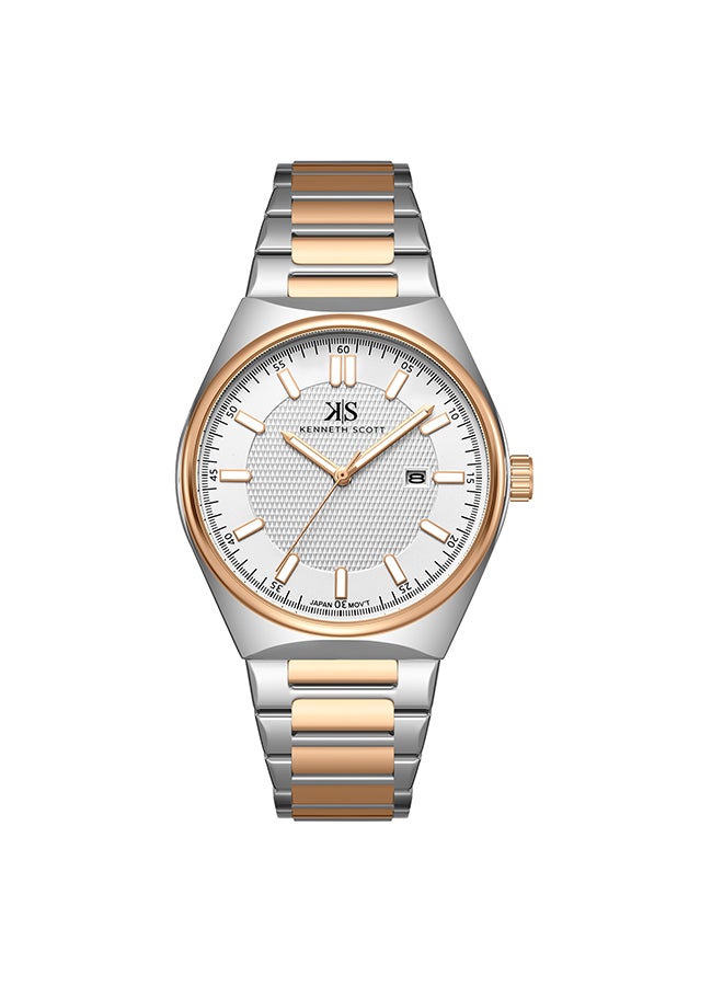 KENNETH SCOTT ساعة كينيث سكوت للرجال بقرص أبيض تناظرية - K24016-KBKW - Image 1