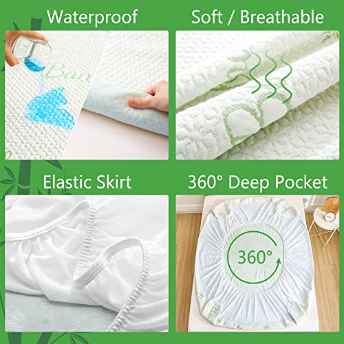 GOONIK Full Size Mattress Protector, Breathable Bamboo Viscose Waterproof Full Size Mattress Pad Cover with 6-16 inches Deep Pocket - Image 3