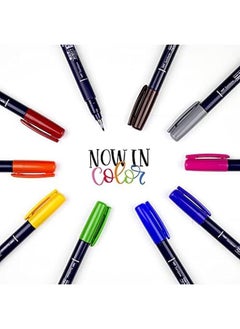 Tombow 56429 Fudenosuke Colors Brush Pens 10 Pack. Hard Tip Fudenosuke Brush Pens In Assorted Colors For Calligraphy And Art Drawings  - Image 2