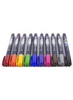Tombow 56429 Fudenosuke Colors Brush Pens 10 Pack. Hard Tip Fudenosuke Brush Pens In Assorted Colors For Calligraphy And Art Drawings  - Image 4