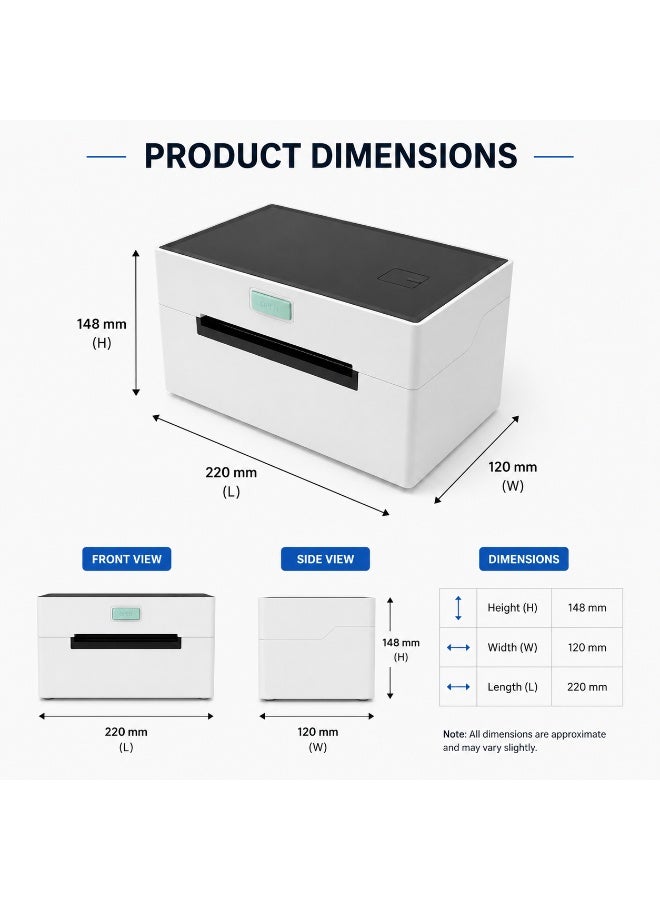 طابعة ملصقات حرارية محمولة USB مقاس 110 مم، متوافقة مع أجهزة ماك/كمبيوتر/أجهزة لوحية، متوفرة في المخزون، بدقة 203 نقطة في البوصة، مناسبة لملصقات الشحن. - Image 3