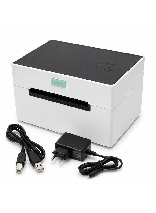 طابعة ملصقات حرارية محمولة USB مقاس 110 مم، متوافقة مع أجهزة ماك/كمبيوتر/أجهزة لوحية، متوفرة في المخزون، بدقة 203 نقطة في البوصة، مناسبة لملصقات الشحن. - Image 1