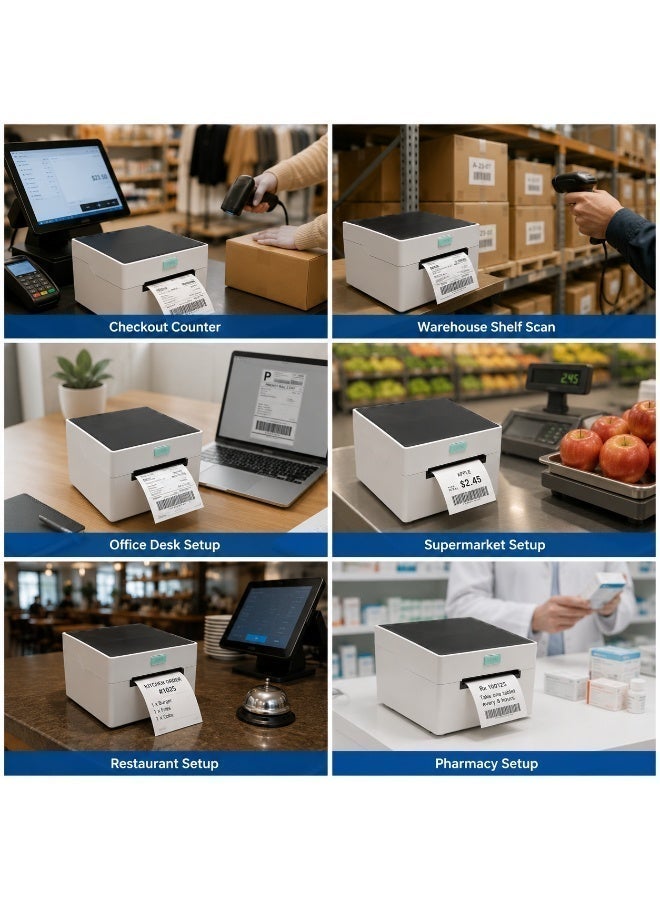 طابعة ملصقات حرارية محمولة USB مقاس 110 مم، متوافقة مع أجهزة ماك/كمبيوتر/أجهزة لوحية، متوفرة في المخزون، بدقة 203 نقطة في البوصة، مناسبة لملصقات الشحن. - Image 4