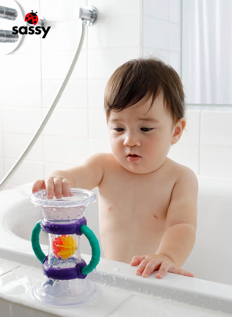 Sassy Sassy Double Dip Funnel Bath Toy - STEM Learning, Sensory Water Play, Spinning Wheel Fun, Motor Skills Development, Easy Grip Handles, BPA-Free, for Babies 6M+  - Image 2