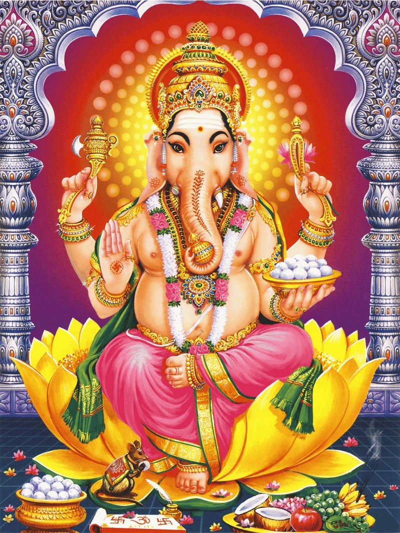 5 Ace BHAGWAN GANPATI WALL POSTER STICKER |Religious poster|Multi color|12x18 inches - Image 4