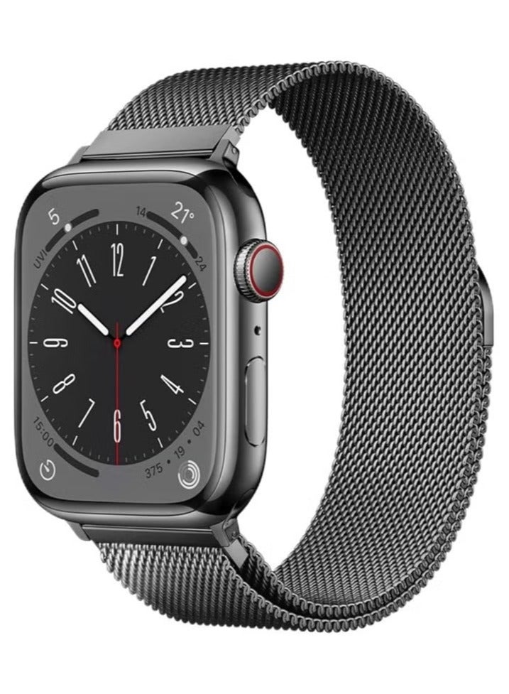 Stainless Steel Loop for Apple Watch Band 42mm 44mm 45mm 49mm, Magnetic Clasp Replacement Bands for iwatch Series Ultra SE 8 7 6 5 4 3 2 1, Women u0026 Men Watch Strap for Apple（Black） - Image 1