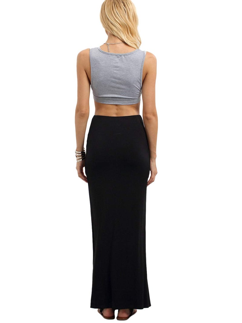 Verdusa Women's High Waisted Side Split Maxi Skirt Summer Elegant Skirts Black Large - Image 4