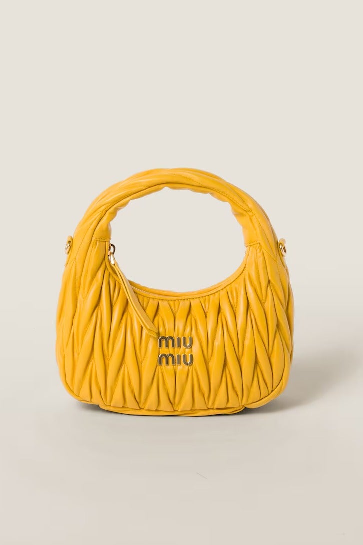Miu Miu MIU Wander nappa leather hobo Shoulder Bag With Crossbody Strap Zip Closure  - Image 1