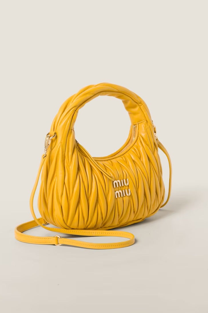 Miu Miu MIU Wander nappa leather hobo Shoulder Bag With Crossbody Strap Zip Closure  - Image 2