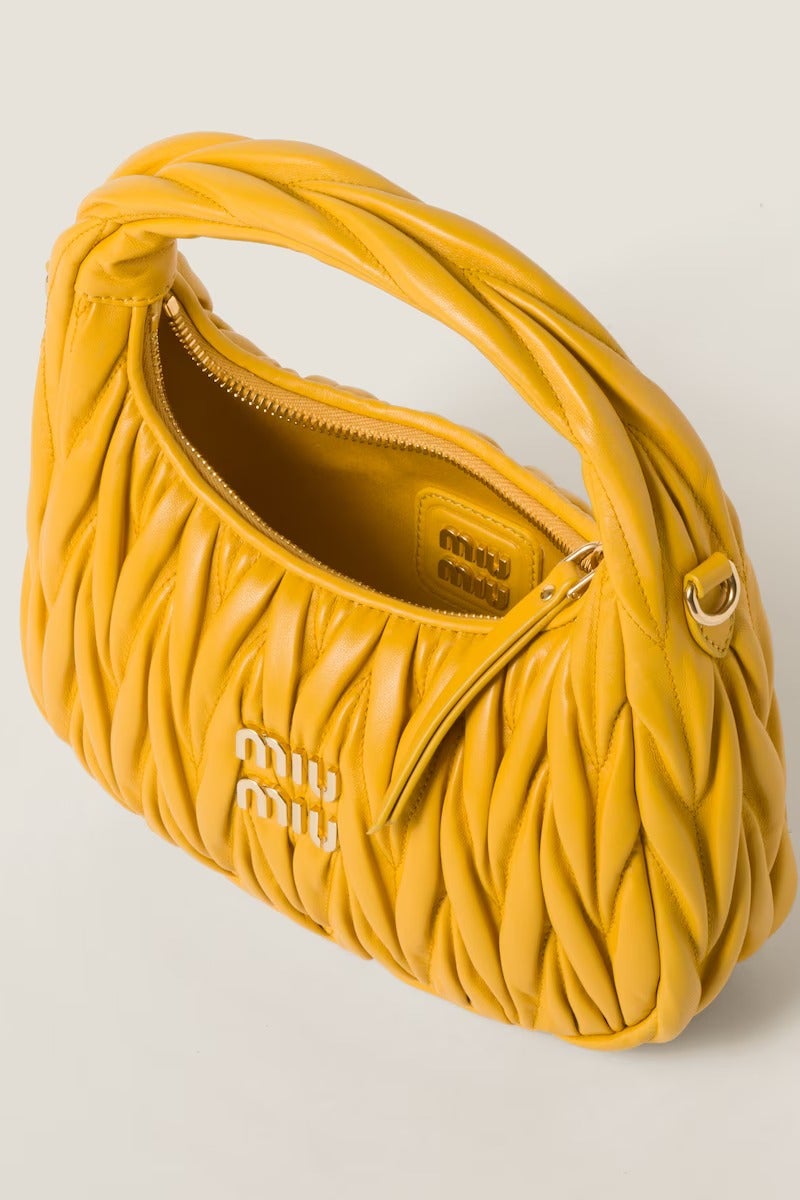 Miu Miu MIU Wander nappa leather hobo Shoulder Bag With Crossbody Strap Zip Closure  - Image 5