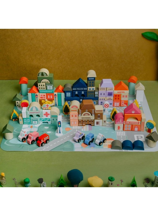 NESTA TOYS NESTA TOYS 115 Pieces Wooden City Building Blocks