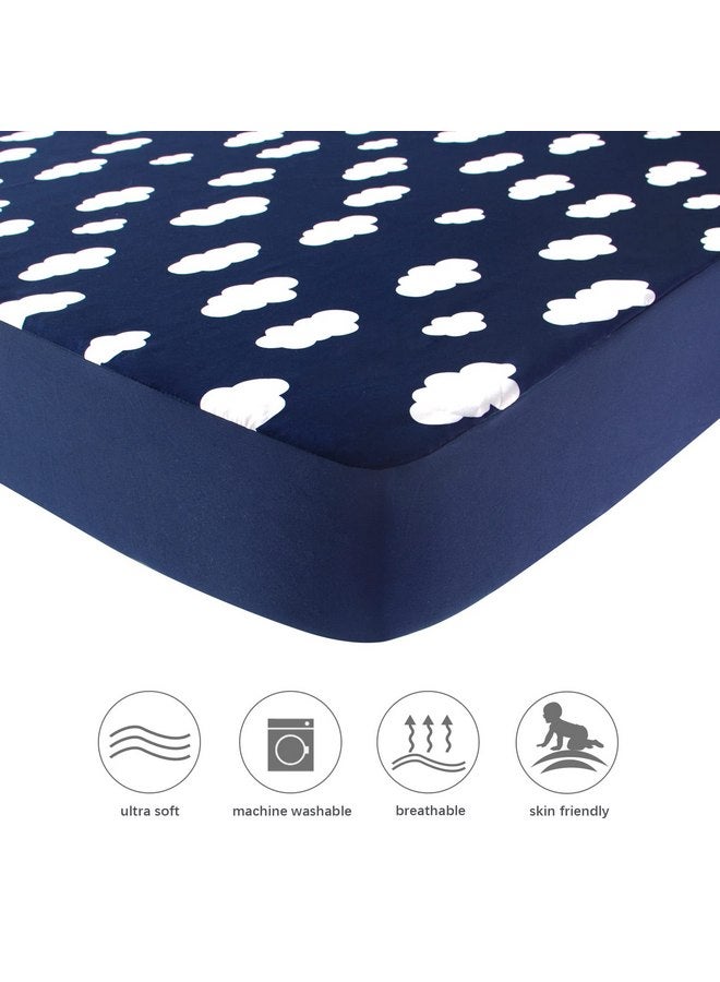 Biloban Square Playard/Playpen Fitted Sheets, Perfect for New Room2 / TotBloc Portable Playard, 2 Pack, Ultra Soft Microfiber, Fitted Playpen Sheet, Navy Cloud and Grey Arrow - Image 2