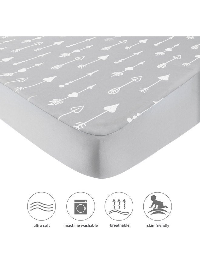 Biloban Square Playard/Playpen Fitted Sheets, Perfect for New Room2 / TotBloc Portable Playard, 2 Pack, Ultra Soft Microfiber, Fitted Playpen Sheet, Navy Cloud and Grey Arrow - Image 5