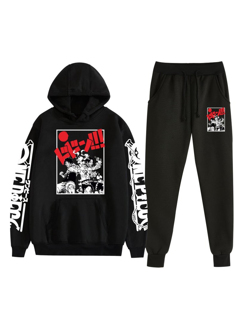 KUYING New One Piece Casual Loose Hooded Sweatshirt And Pants Set  - Image 1