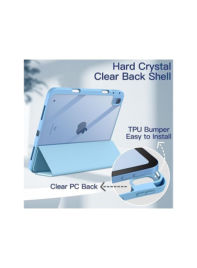 Jetech حافظة لجهاز ايباد 10 (10.9 بوصة، موديل 2022، الجيل العاشر) مع حامل قلم، غطاء خلفي شفاف شفاف مع حامل رفيع مقاوم للصدمات، خاصية الاستيقاظ/السكون التلقائي (أزرق) - Image 3