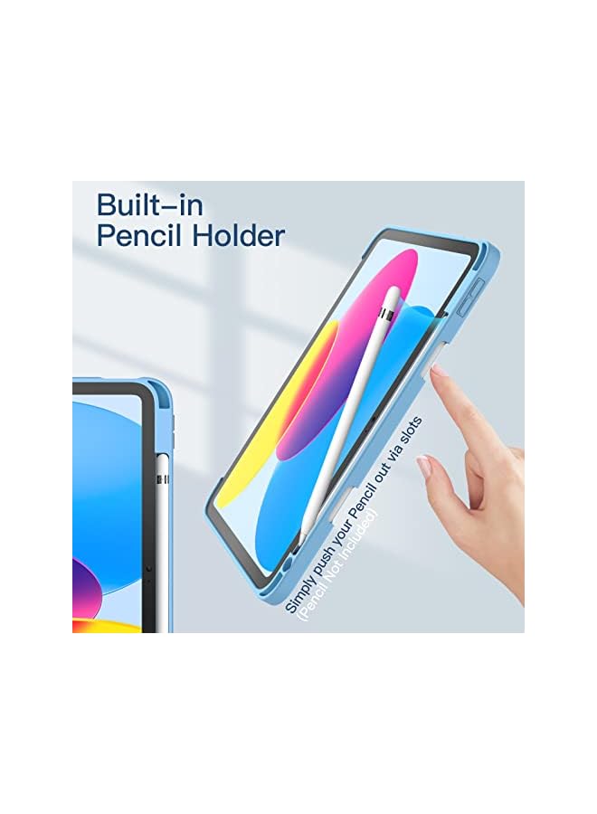 Jetech حافظة لجهاز ايباد 10 (10.9 بوصة، موديل 2022، الجيل العاشر) مع حامل قلم، غطاء خلفي شفاف شفاف مع حامل رفيع مقاوم للصدمات، خاصية الاستيقاظ/السكون التلقائي (أزرق) - Image 5