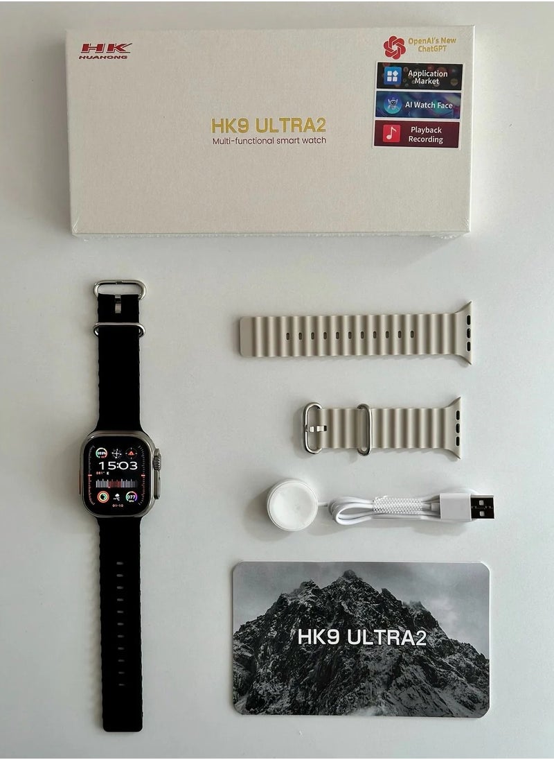 HK - HK 9 Ultra 2 Smart Watch With Wireless Charging Super AMOLED Display AI Chat GPT Playback Music For iOS & Android - Image 1