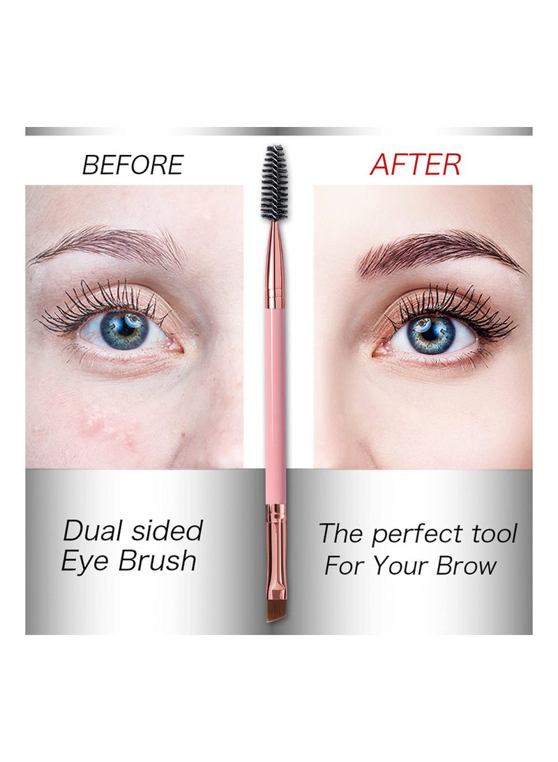5Pcs Duo Eyebrow Brush Set, Spoolie  Angled Brow Brushes for Flawless Eye Makeup, Suitable for All Skin Types (Pink) - Image 3
