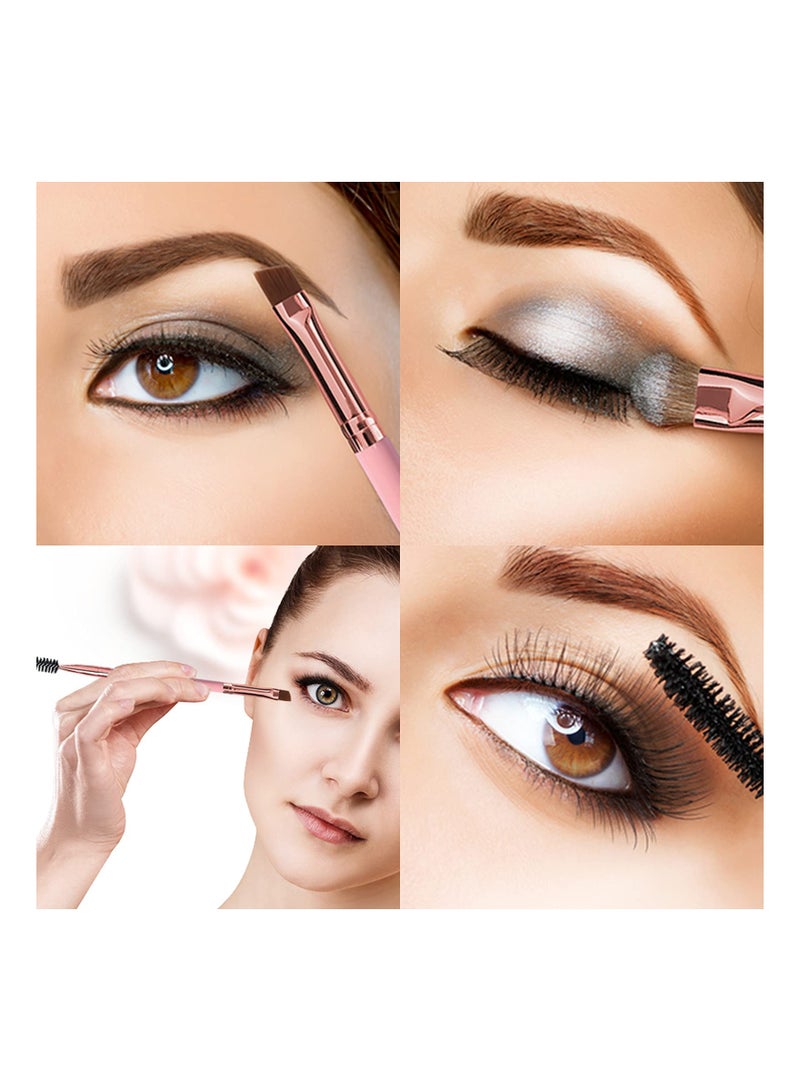 5Pcs Duo Eyebrow Brush Set, Spoolie  Angled Brow Brushes for Flawless Eye Makeup, Suitable for All Skin Types (Pink) - Image 4