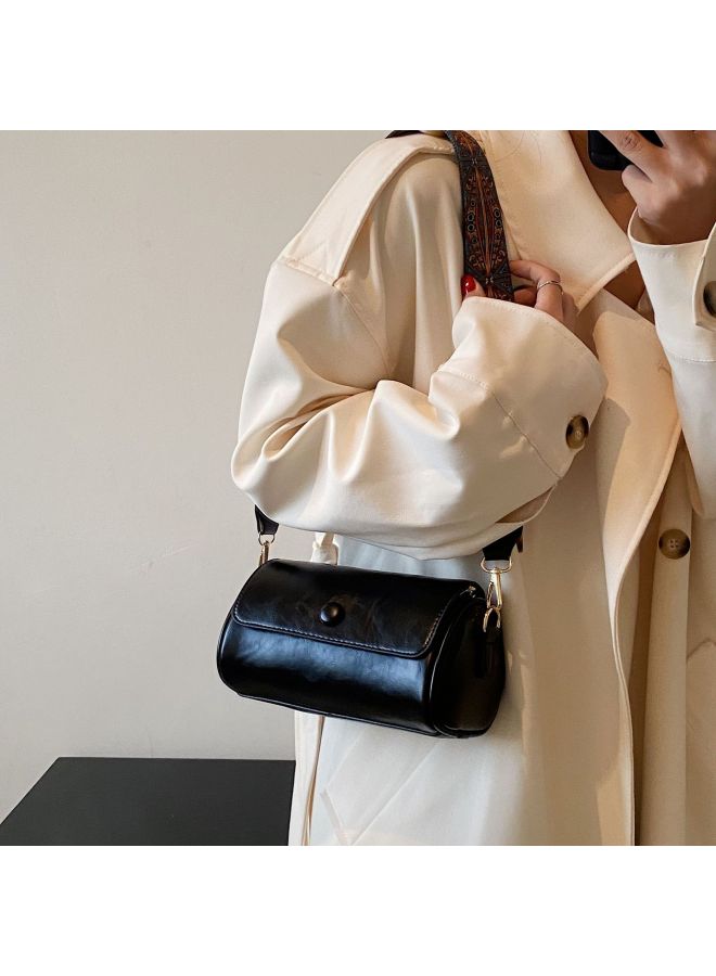 ريترو حقيبة صغيرة جديدة بأسلوب ريترو، حقيبة نسائية، الأكثر مبيعًا وشعبية، متعددة الاستخدامات، حقيبة كروس بودي بحزام كتف عريض، ملمس راقي، حقيبة أسطوانية الشكل - Image 4