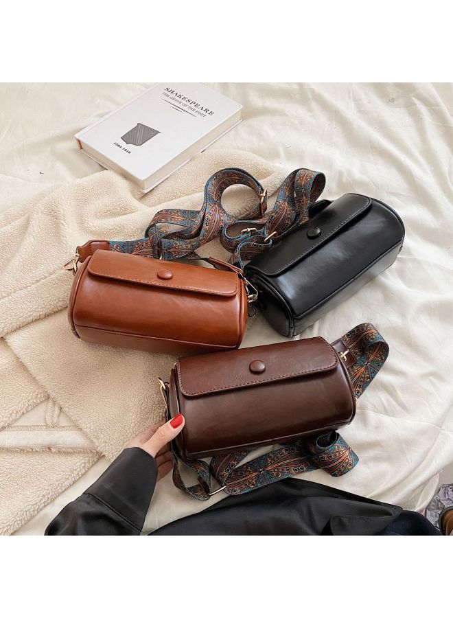 ريترو حقيبة صغيرة جديدة بأسلوب ريترو، حقيبة نسائية، الأكثر مبيعًا وشعبية، متعددة الاستخدامات، حقيبة كروس بودي بحزام كتف عريض، ملمس راقي، حقيبة أسطوانية الشكل - Image 2