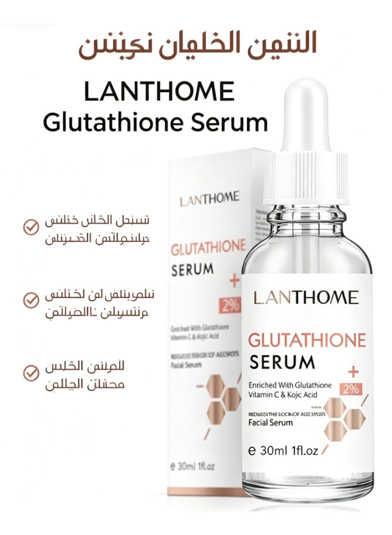 Lanthome Glutathione Serum, Glutathione White Serum, Enriched with Glutathione Vitamin C& Kojic Acid, Hydrating Moisturizing Brightening Skin Reduces Fine Lines & Wrinkles, Dark Spot Remover Face Serum - Image 1