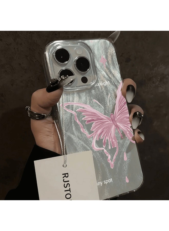 Pink Butterfly for iPhone 15| Pro Max|Pro/Plus - Slim Feather Case [Fashion & Protective] Soft Matte Finish | Anti-Scratch | Premium Lightweight Cover - Image 3